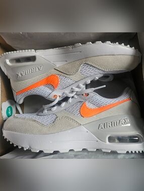 Nike Kids Air Max Sneakers - White, Light Gray & Bright Orange